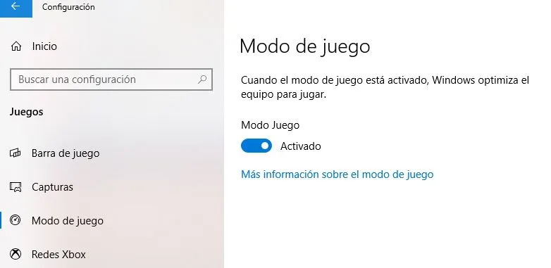Modo Juego de Windows